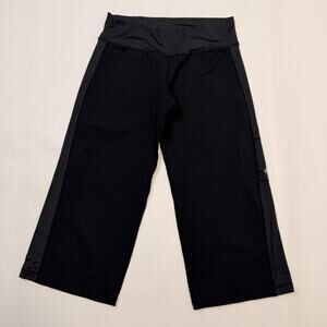 Lululemon Pants Womens Medium Black Cropped Wide Leg Elastic Waist Zip Pocket
